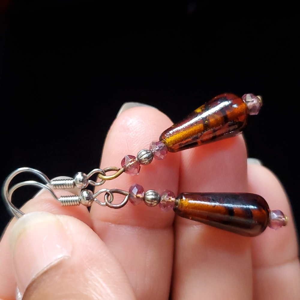 Honey Color Water Drop Earrings
